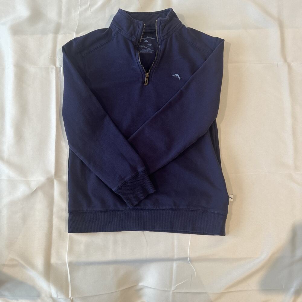 Dark Blue Pullover Sweatshirt With 1/4 Zipper 95% Cotton 5% Spandex